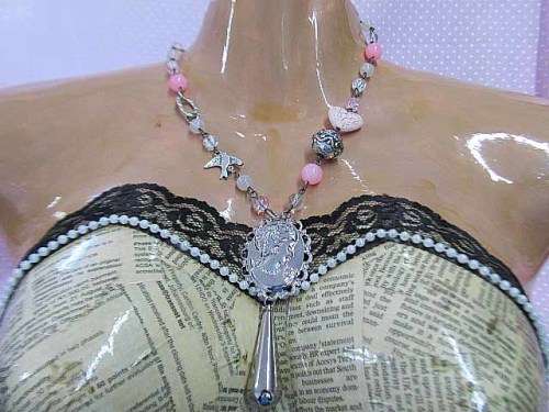 Cheri Necklace, Pink And Nickel Necklace, 42cm