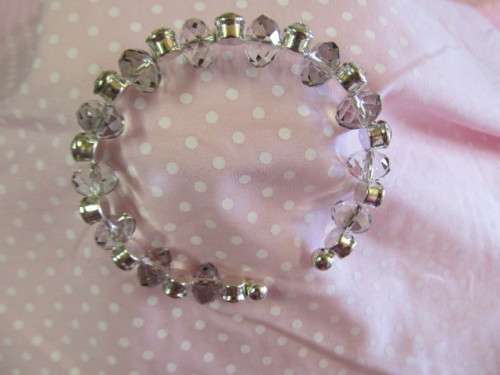 Cristia Bracelet, Clear Crystal Beads On Wire, Nickel, 55mm Diameter, 1pc