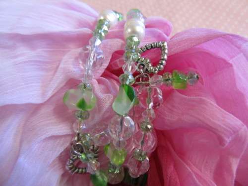 Cristia Bracelet,  Green Crystal Beads On Memory Wire, 70mm Diameter, 1pc