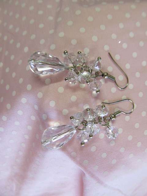 Cristia Earrings, Clear Crystal Teardrop, Nickel, 55mm, 1 Pair