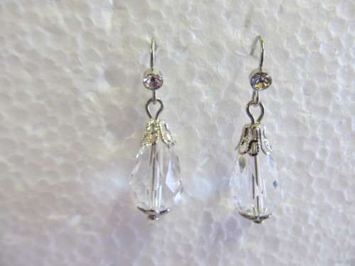 Cristia Earrings,  Clear Crystal Teardrop, Nickel, 33mm, 1 Pair