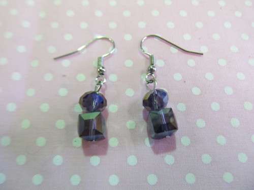 Cristia Earrings,  Nickel With Purple Crystal Beads, 35mm, 1 Pair