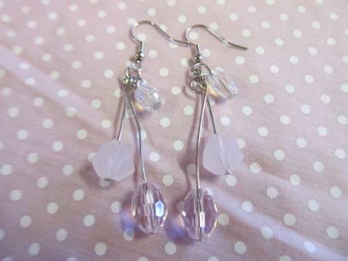 Cristia Earrings,  Nickel With Pink Crystal Beads, 63mm, 1 Pair