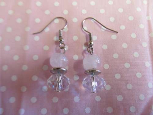 Cristia Earrings,  Nickel With White And Clear Crystal Beads, 40mm, 1 Pair