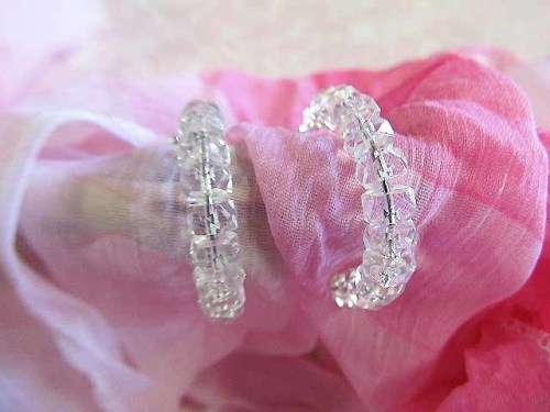 Cristia Earrings,  Hoop Earrings, Clear Crystal Beads, 30mm, 1 Pair