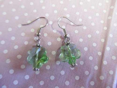 Cristia Earrings,  Green Crystal Earrings, Flower Shape, 38mm, 1 Pair