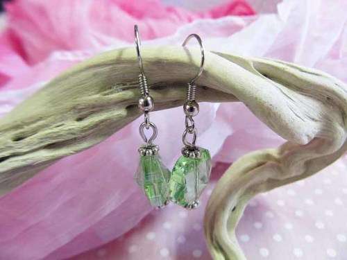 Cristia Earrings,  Green Crystal Earrings, Flower Shape, 38mm, 1 Pair