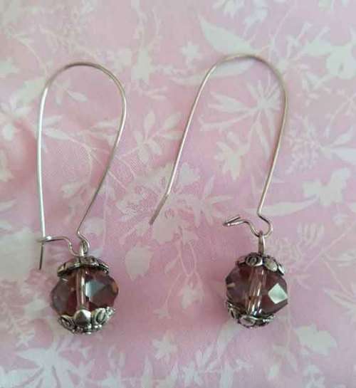 Cristia Earrings,  Brown Facetted Crystal Beads With Nickel Findings, 52mm, 1 Pair
