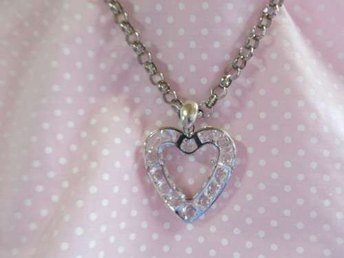 Cristia Necklace,  Clear Crystal Heart Pendant On Nickel Chain And Signoretti Clasp, 46cm, 1pc
