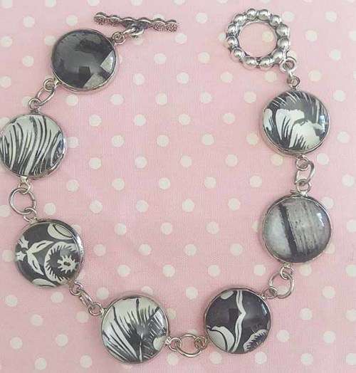 Mistique Bracelet,  Black And White With Nickel Toggle Clasp, 20cm, 1pc