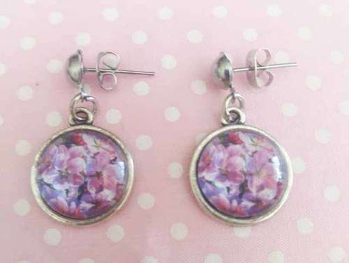 Mistique Earrings, Pink, Nickel, Studs, 30mm, 1 Pair