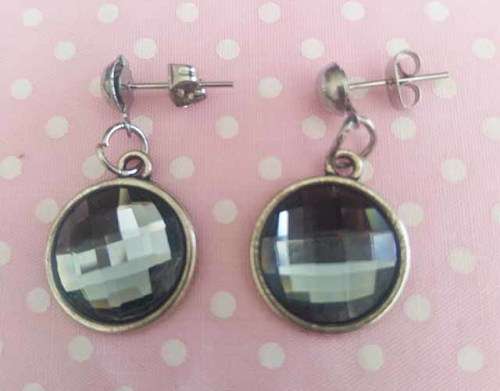 Mistique Earrings, Silver Black, Nickel, Studs, 30mm, 1 Pair