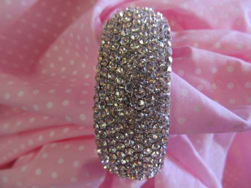 Evelia Bracelet, Clear Rhinestones, 24mm Wide, 1pc