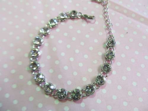 Evelia Bracelet, Nickel With Clear Rhinestones, 16cm With 5cm Extender, 1pc