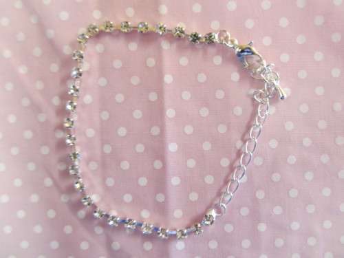 Evelia Bracelet, Tennis Bracelet With Clear Rhinestones, 16cm With 7cm Extender, 1pc