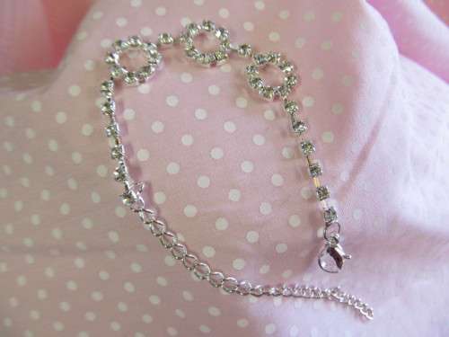 Evelia Bracelet, Clear Rhinestones, 14cm To 20cm Adjustable, 1pc