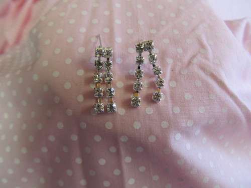 Evelia Earrings, Clear Rhinestones, 26mm, Nickel, 2pc