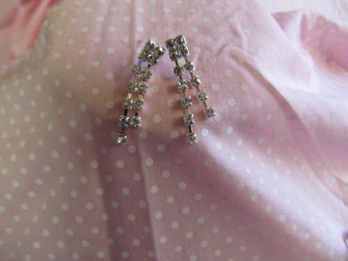 Evelia Earrings, Clear Rhinestones, 34mm, Nickel, 2pc