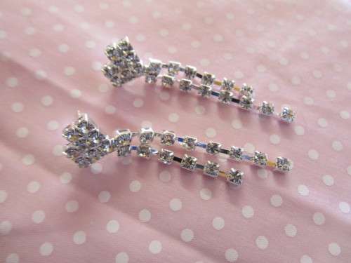 Evelia Earrings, Clear Rhinestones, 52mm, Nickel, 2pc