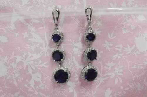 Evelia Earrings, Simulated Sapphire, Nickel, 44mm, 2pc