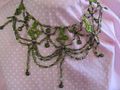 Evelia Necklace, Bronze Findings With Green Beads, 34cm With Extender, 1pc