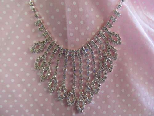 Evelia Necklace, Clear Rhinestones, Adjustable, 28cm To 43cm, 1pc