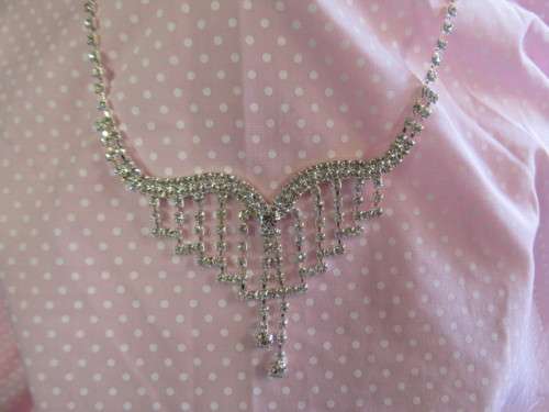 Evelia Necklace, Clear Rhinestones, Adjustable, 30cm To 45cm, 1pc