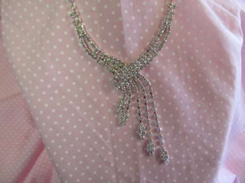 Evelia Necklace, Clear Rhinestones, Adjustable, 30cm To 45cm, 1pc
