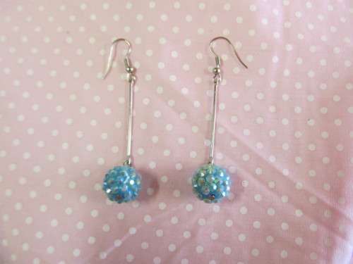 Mistique Earrings, Assorted Beads, White And Turquoise, Copper, 75mm, 2pc