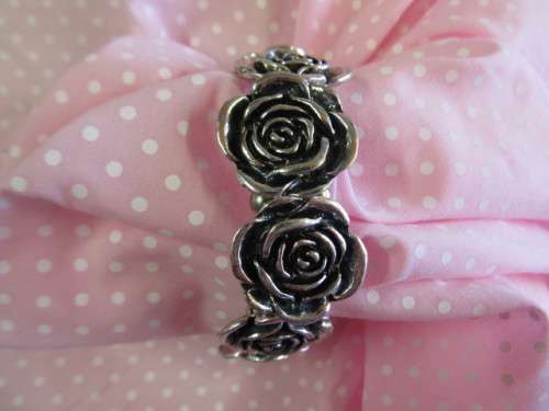 Mistique Bracelet, Rose Design, Black And Silver On Elastic, Nickel, Diameter 55mm, 1pc