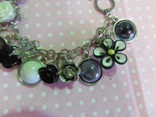 Mistique Bracelet, Charm Bracelet, Nickel With Black And White, Toggle Clasp, 19,5cm