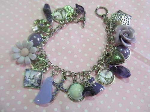 Mistique Bracelet, Charm Bracelet, Nickel With Purple, Toggle Clasp, 20cm