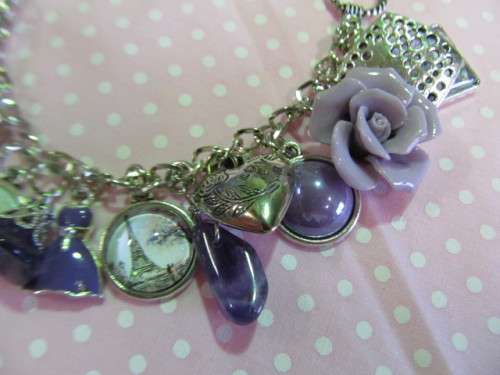 Mistique Bracelet, Charm Bracelet, Nickel With Purple, Toggle Clasp, 20cm