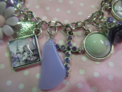 Mistique Bracelet, Charm Bracelet, Nickel With Purple, Toggle Clasp, 20cm