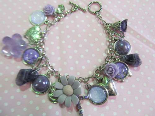 Mistique Bracelet, Charm Bracelet, Nickel With Purple, Toggle Clasp, 20cm