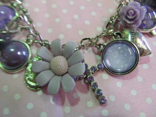 Mistique Bracelet, Charm Bracelet, Nickel With Purple, Toggle Clasp, 20cm