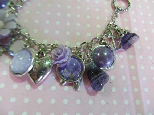 Mistique Bracelet, Charm Bracelet, Nickel With Purple, Toggle Clasp, 20cm