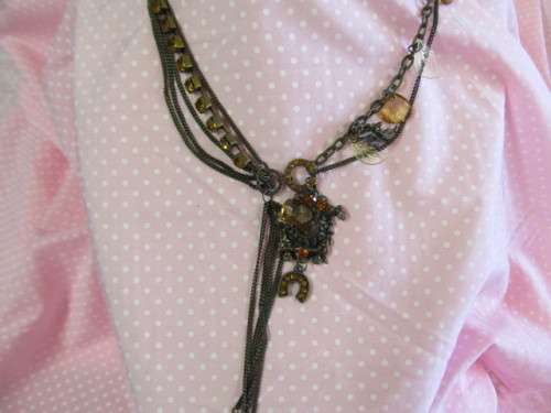 Mistique Necklace,  Selection Of Topaz, Rhinestones And Charms, Bronze, 63cm, 1pc