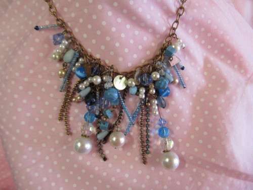 Mistique Necklace,  Bead Cluster With Assorted Turquoise And White Beads, Copper, 41cm With 5cm Ext