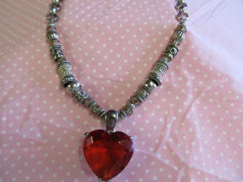 Mistique Necklace,  Red Heart Pendant, Nickel, 45cm With 8cm Extender, 1pc