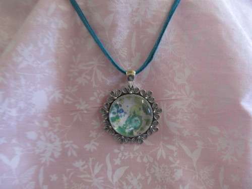 Mistique Necklace,  Turquoise Pendant On Velvet Leather Cord, 50cm, 1pc