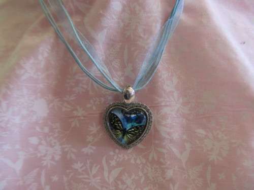 Mistique Necklace, Pendant On Turquoise Wax Cord And Ribbon, 43cm With 4cm, 1pc