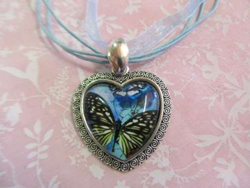 Mistique Necklace, Pendant On Turquoise Wax Cord And Ribbon, 43cm With 4cm, 1pc