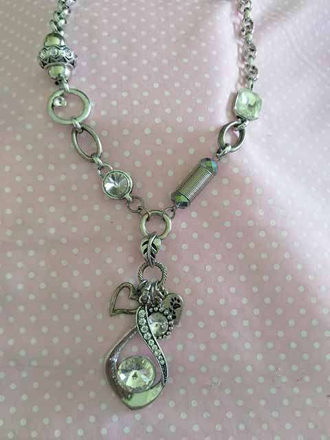 Riza Necklace, Nickel Chain With Clear Rhinestone Pendant, Lobster Clasp, 42cm With 5cm Ext, 1pc
