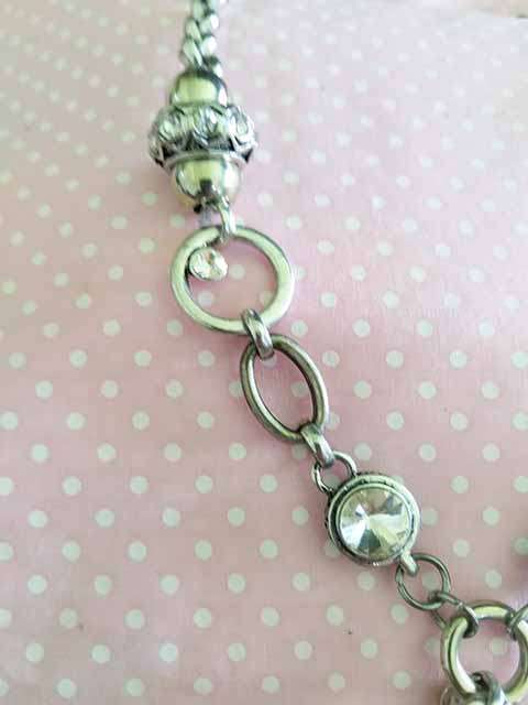Riza Necklace, Nickel Chain With Clear Rhinestone Pendant, Lobster Clasp, 42cm With 5cm Ext, 1pc
