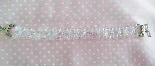 Cristia Bracelet, Clear AB Crystal Facetted Beads With Toggle Clasp, 19,5cm, 1pc