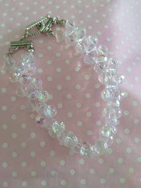 Cristia Bracelet, Clear AB Crystal Facetted Beads With Toggle Clasp, 19,5cm, 1pc