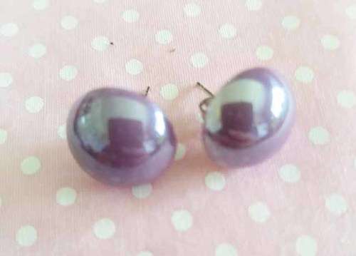 Mistique Earrings, Purple Studs With Nickel Butterfly Backs, 15mm Diameter, 2pc