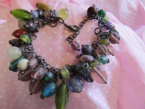 Pliana Bracelet, Mixed Colour Beads, Black Nickel, 17cm With 4cm Ext, 1pc