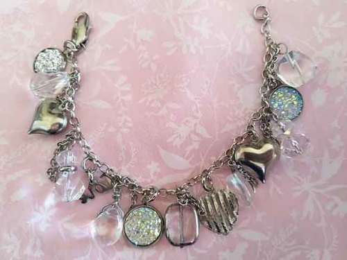 Pliana Bracelet, Charm Bracelet With Charms And Beads On Rolo Chain, Flat Lobster Clasp, 19cm, 1pc